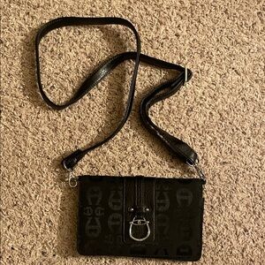Etienne Aigner Black Monogram Crossbody Bag